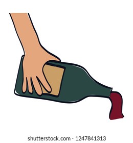 hand lifting wine bottle