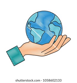 hand lifting the world