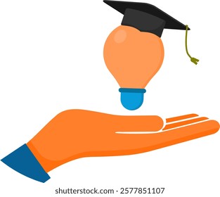 Hand with light bulb. Creative idea flat vector illustration. Concept of good idea and success. eps 1