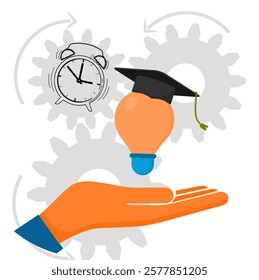 Hand with light bulb. Creative idea flat vector illustration. Concept of good idea and success. eps 2