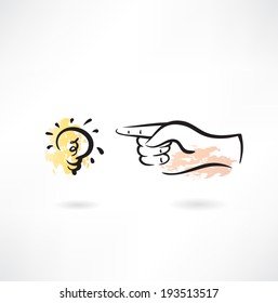 hand and the light bulb grunge icon