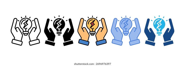 Hand With Light Bulb Icon Element For Design