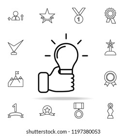 hand with a light bulb icon. Succes and awards icons universal set for web and mobile