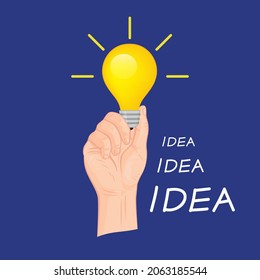 A hand with a light bulb, illustration vector cartoon