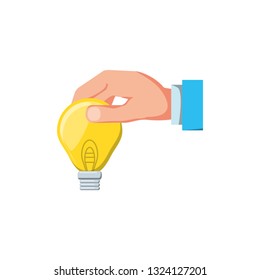 hand with light bulb isolated icon