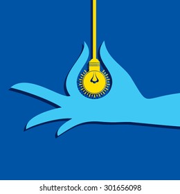 Hand with light - bulb stock vector