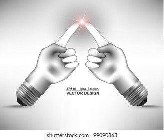 hand lightbulb conceptual vector design
