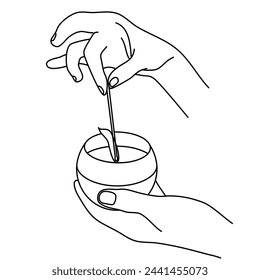 hand lighting candle line art vector logo illustration