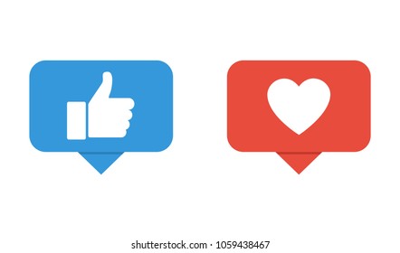 Hand like button. Icons. Heart button icon. Buttons for social networks