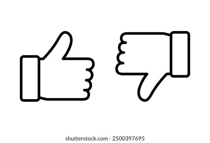 hand Like and dislike icon. Thumbs up and thumbs down