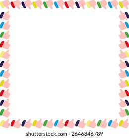 Hand Like frame. Thumb Up template cartoon empty frame box. Hand drawn vector illustration