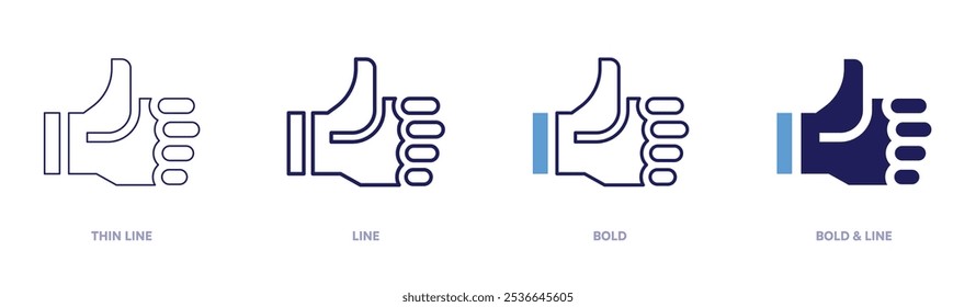 Hand like icon in 4 different styles. Thin Line, Line, Bold, and Bold Line. Duotone style. Editable stroke.