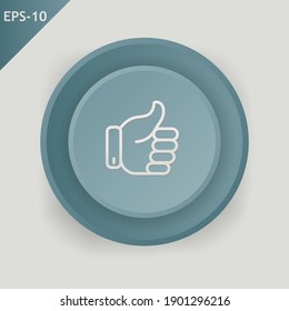 Hand like icon button icon vector. Grey button