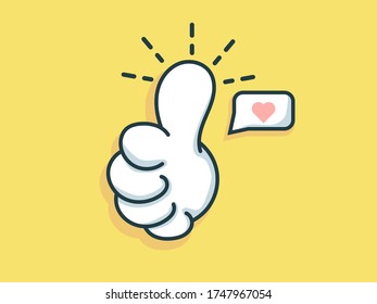 diseño plano de caricatura de ilustraciones vectoriales de tipo mano y amor