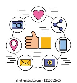 hand like mobile share camera email social media