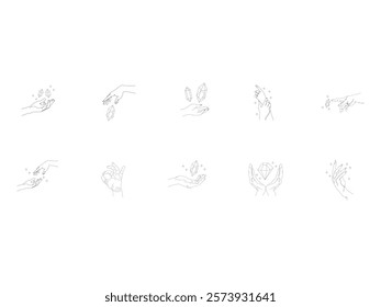Hand Line Art Element Set