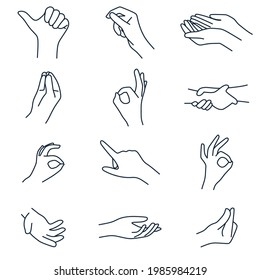hand line art icon set