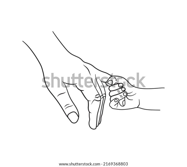 Hand Line Art Illustration Black White Stock Vector (Royalty Free ...