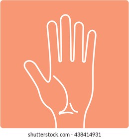 Hand line drawing. Human palm icon. Vector illustration