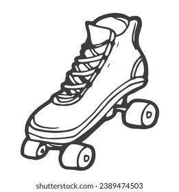 Hand line drawing of roller skates