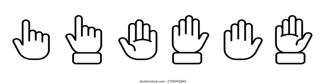 Handliniensymbol schwarze Hände set Vektorsymbole