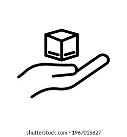 hand line icon with charity box. charity symbol, donation, humanity. Editable stroke. Design template vector