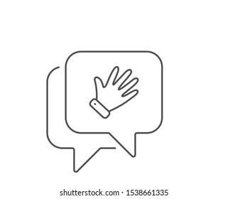 Hand line icon. Chat bubble design. Wave palm sign. Gesture symbol. Outline concept. Thin line hand icon. Vector