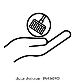 Hand line icon with cleaner. home wash. cleaning house. simple design editable. Design template vector