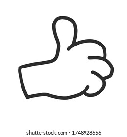 Hand line icon in a flat design style, isolated on a white background. the symbol of a great result is a finger raised up. for website and app design, posters and posters. gesticulation.
