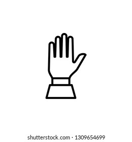 Hand Line Icon In Flat Style Vector For App, UI, Websites. Black Icon Vector Illustration.