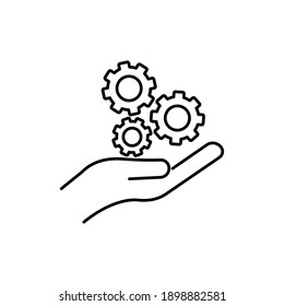 Hand line icon with gear. configure, engineer, gear, hand, machine, manufacturing, settings icon. simple design editable. Design template vector