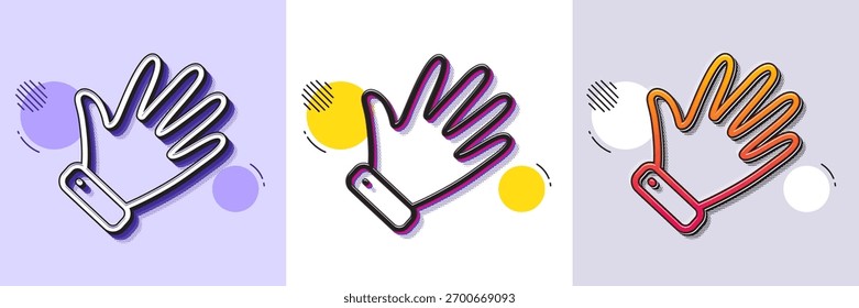 Handliniensymbol. Gestricheltes Rastermuster. Farbverlaufssymbol mit Schatten. Wellenpalmenzeichen. Gestensymbol. Zeilensymbol. Verschiedene Designs. Vektorgrafik