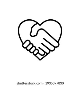 Hand line icon with heart. Editable stroke. Design template vector