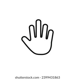 Icono de línea de mano aislado en fondo blanco. Icono de la mano de la palma