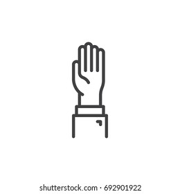 Hand up line icon, outline vector sign, linear style pictogram isolated on white. Symbol, logo illustration. Editable stroke. Pixel perfect vector graphics