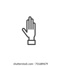 Hand line icon, outline vector sign, linear style pictogram isolated on white. Human palm symbol, logo illustration. Editable stroke
