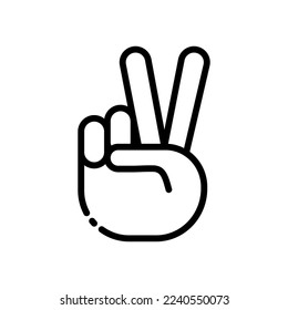 Hand line icon. Palm, peace sign, greeting, positive, okay, communication, dialogue, chat, messenger, consent, best. Communication concept. Vector black line icon on a white background