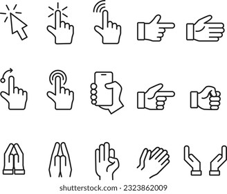 hand line icon set of vector