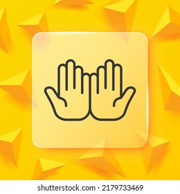 Hand line icon. Touch, palms, two open arms, inner arm, sign language, deaf and dumb, fingers. Wrist concept. Glassmorphism style. Vector line icon for Business and Advertising