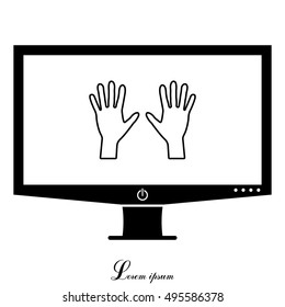 Hand line icon vector