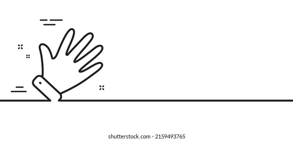 Hand Line Icon. Wave Palm Sign. Gesture Symbol. Minimal Line Illustration Background. Hand Line Icon Pattern Banner. White Web Template Concept. Vector