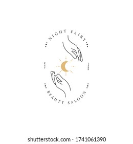 Hand line logo gesture. Vector illustration on white background. Hand drawn style. Love, care, skin and tattoo vector illustrations.