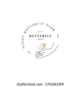 Hand line logo gesture. Vector illustration on white background. Hand drawn style. Love, care, skin and tattoo vector illustrations.