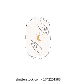 Hand line logo gesture. Vector illustration on white background. Hand drawn style. Love, care, skin and tattoo vector illustrations.