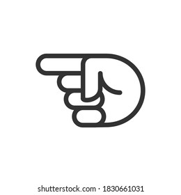 Hand line pointer icon. Vector illustration isolated on white. Finger linear point sign.