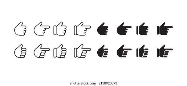 Hand line vector icons set. Hand gesture various shapes