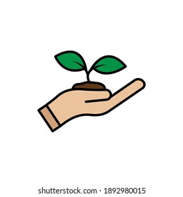 Hand lineal color icon with plant. simple design editable. Design template vector