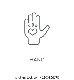 Hand linear icon. Hand concept stroke symbol design. Thin graphic elements vector illustration, outline pattern on a white background, eps 10.