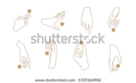 Hand linear style icon, Hands and fingers vector design in various poses for create logo and line arts design Template.