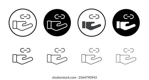Hand with a link chain icon simple vector symbol